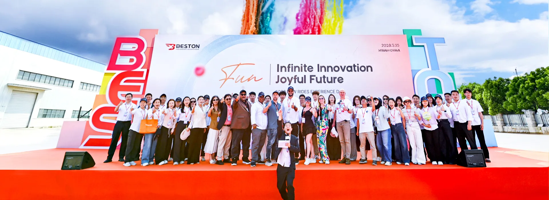 2026 Beston Newest Rides Experience Day opening ceremony global partners Jiaozuo factory China